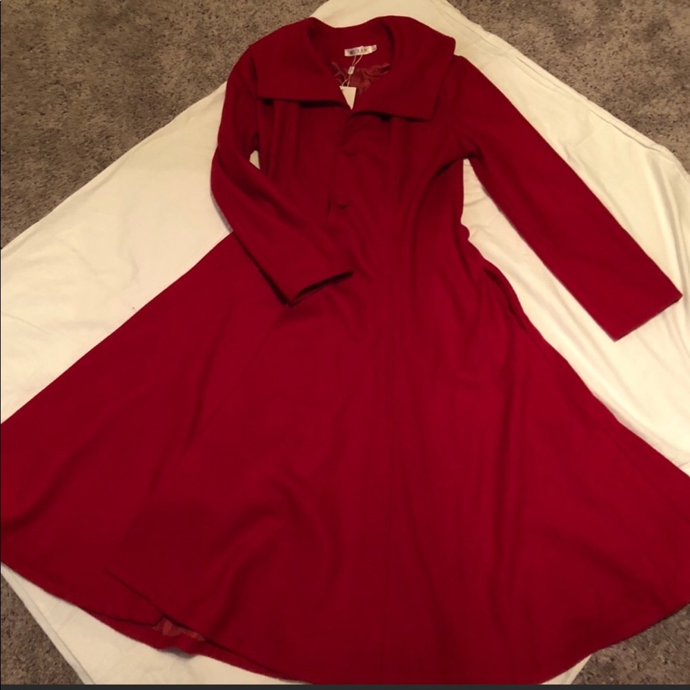 Red wool swing coat